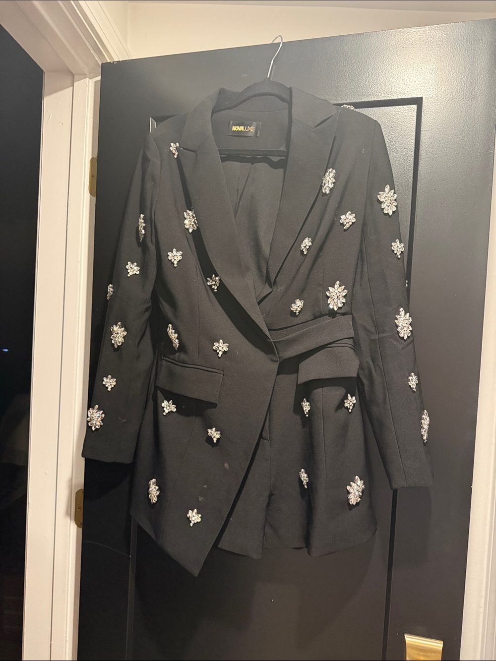 Fashion Nova Black Jeweled Blazer